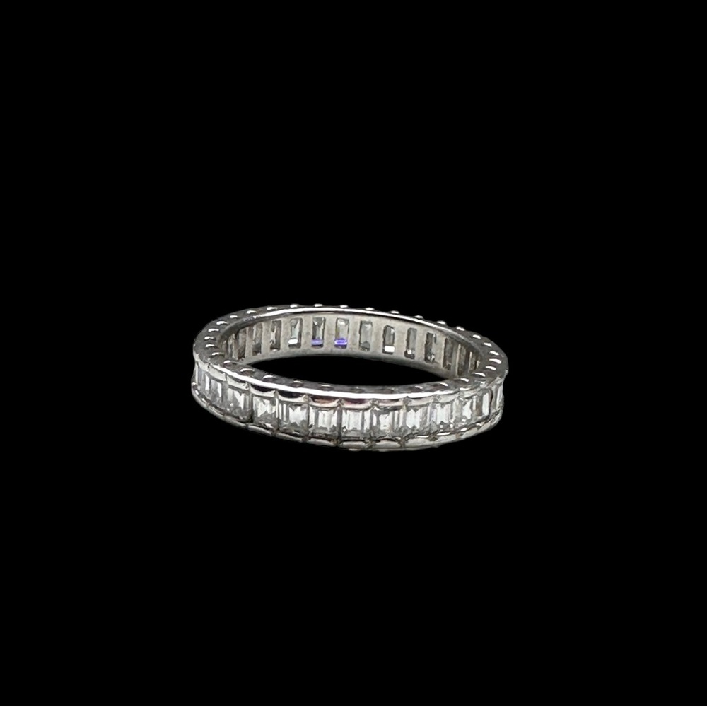 Emerald Cut Zirconia Band in Silver